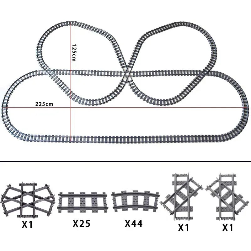 DIY Train Track Combination MOC Railroad Bridge Building Blocks Cross Track Bricks Toys Rail Car Scene Compatible With LEGO