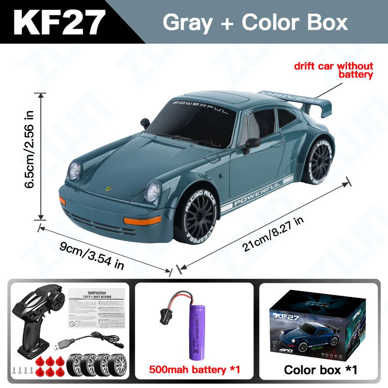 KF27 1:20 RC Drift Car With LED Light 4WD Radio Remote Control Vehical Professional 4x4 Racing High Speed Toy for Kids Best Gift