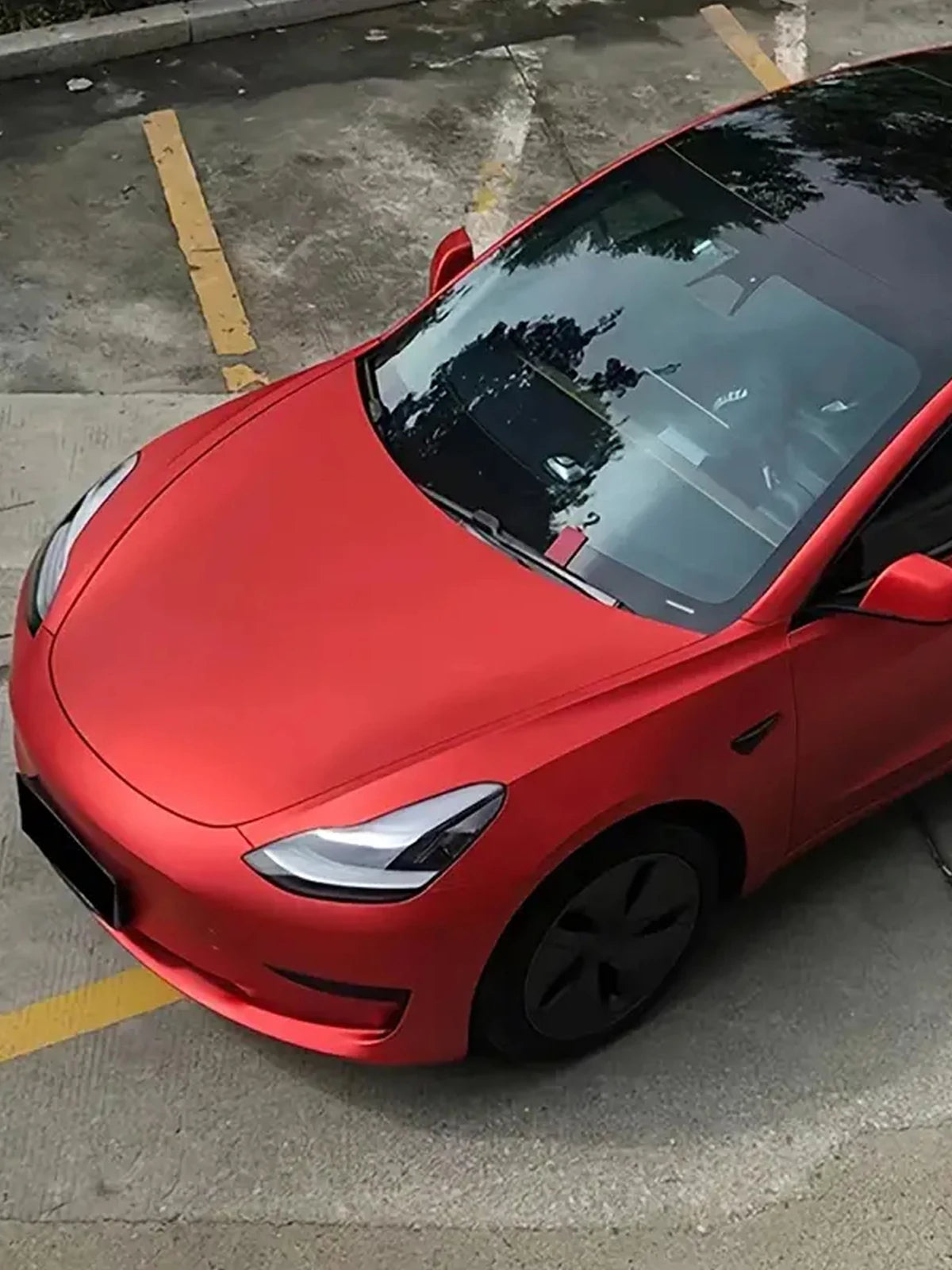 Premium Red Satin Chrome Matte Metallic Vinyl Film Car Wrap Foil with Air Release Self Adhesive Decal