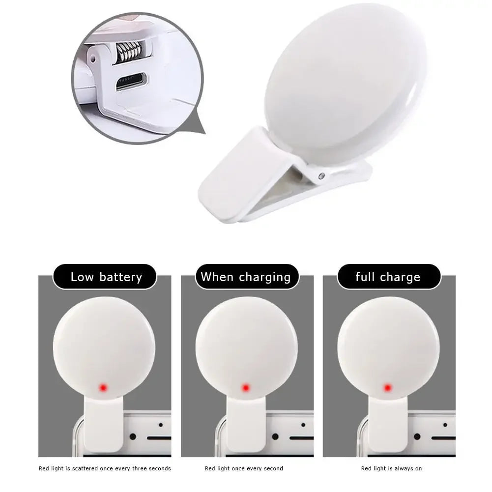 Brighten your selfies anywhere with this portable mobile phone LED selfie ring light—compact, convenient, and easy to use!