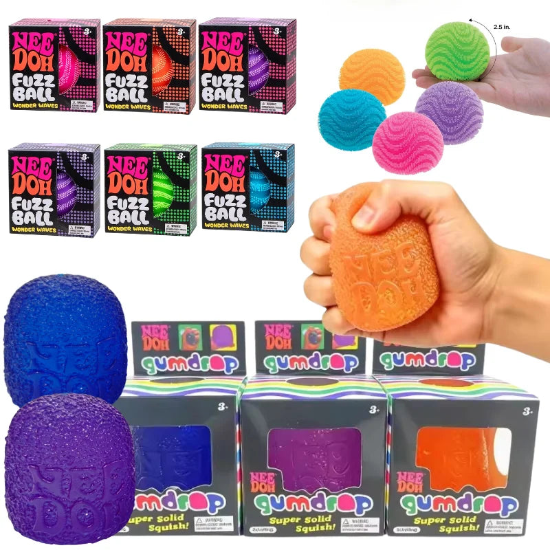 New Schylling NeeDoh Fuzz Ball & Maltose Candy Sensory Squeeze Toy Stress Relief Fidget Ball for Adults Kids Toy