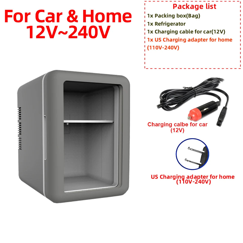 4L Mini Car Refrigerator Portable Fridge Car Home Cosmetics 12V/220V Hot And Cold Dual-Purpose Ice Box For Camping Travel