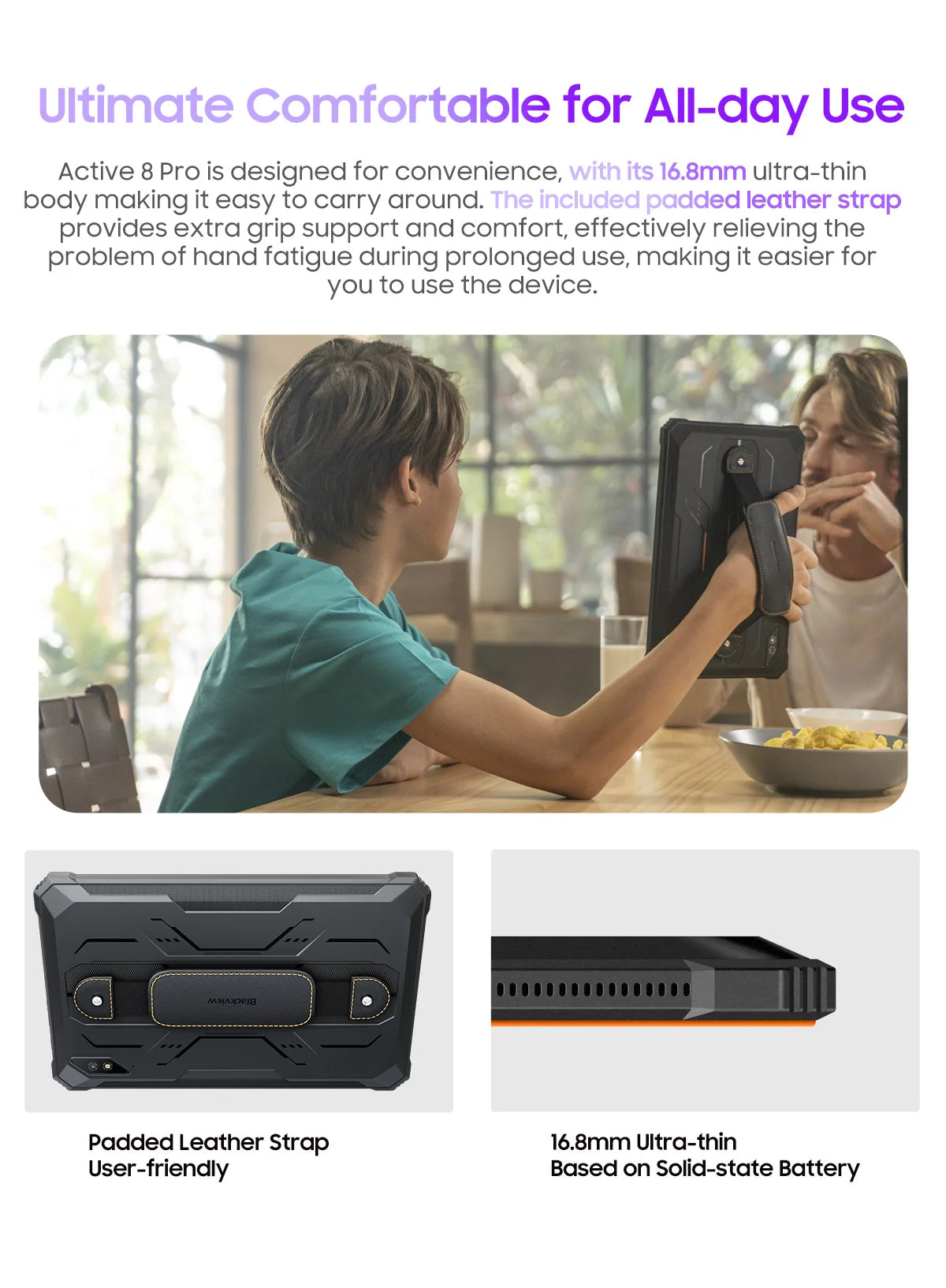 Blackview Active 8 Pro Rugged Tablets 22000mAh Battery Android 13 10.36" 2.4K Display 16GB 256GB Helio G99 48MP Camera Tablet PC