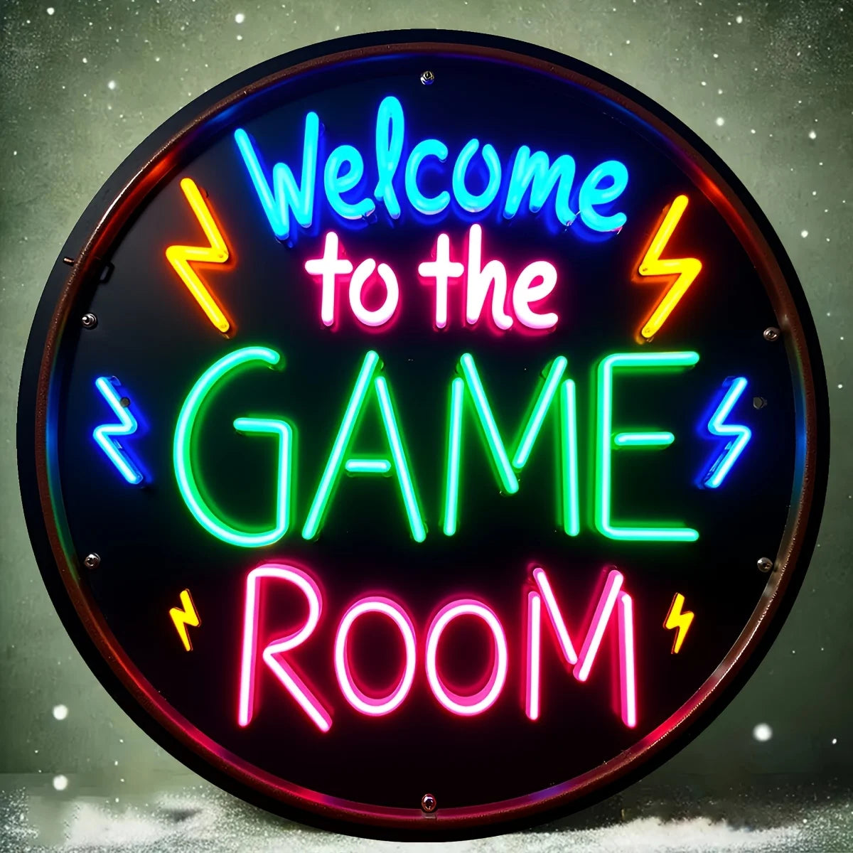 2D Flat, 1pc Neon-like Glow Game Room Sign - Welcome to The Game Room Metal Wall Decor - Heavy-Duty Iron Construction