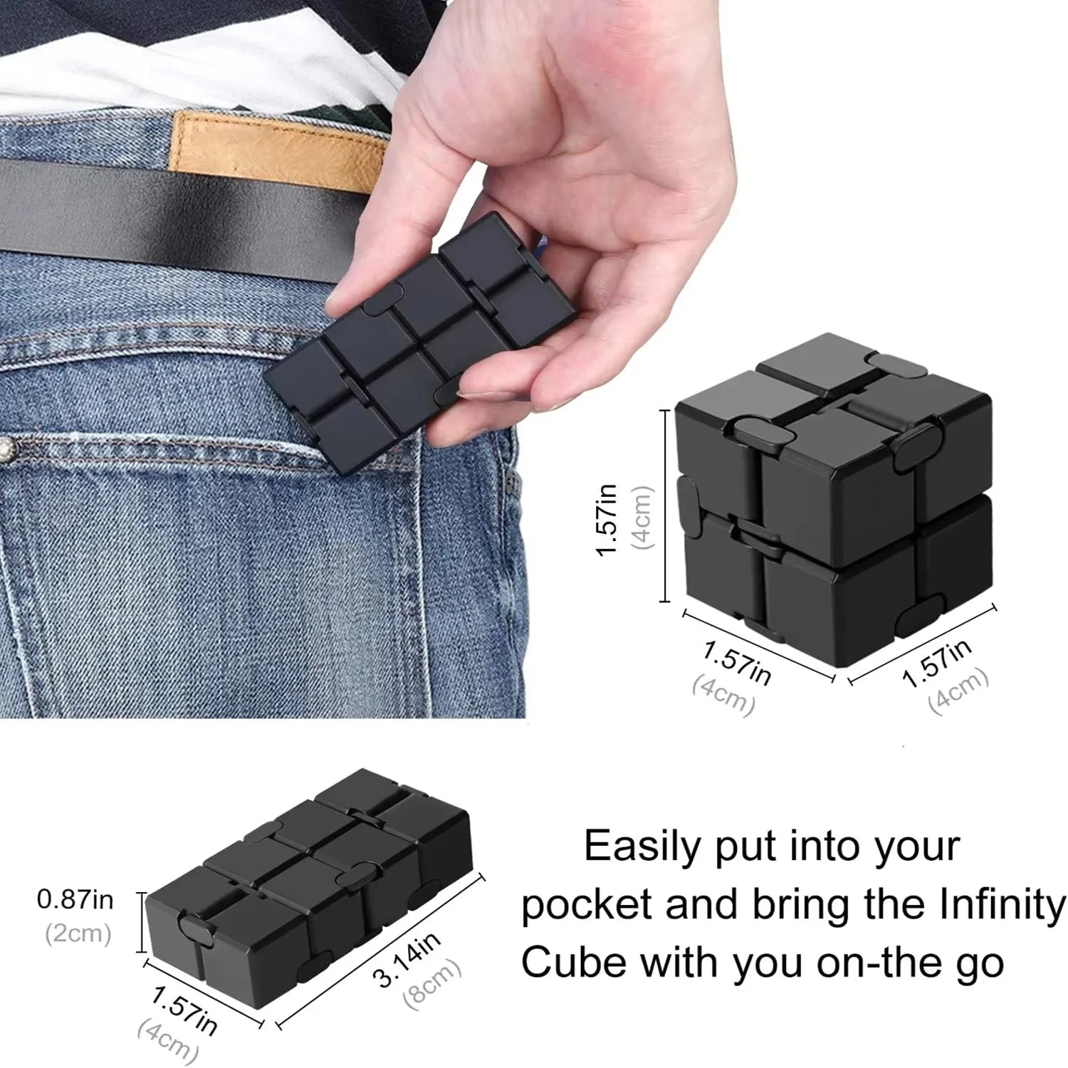 Alloy&Plastic Infinity Cube Fidget Toy Ultra-Durable Sensory Stress Reliever for Adults & Kids Anxiety Relief Gift