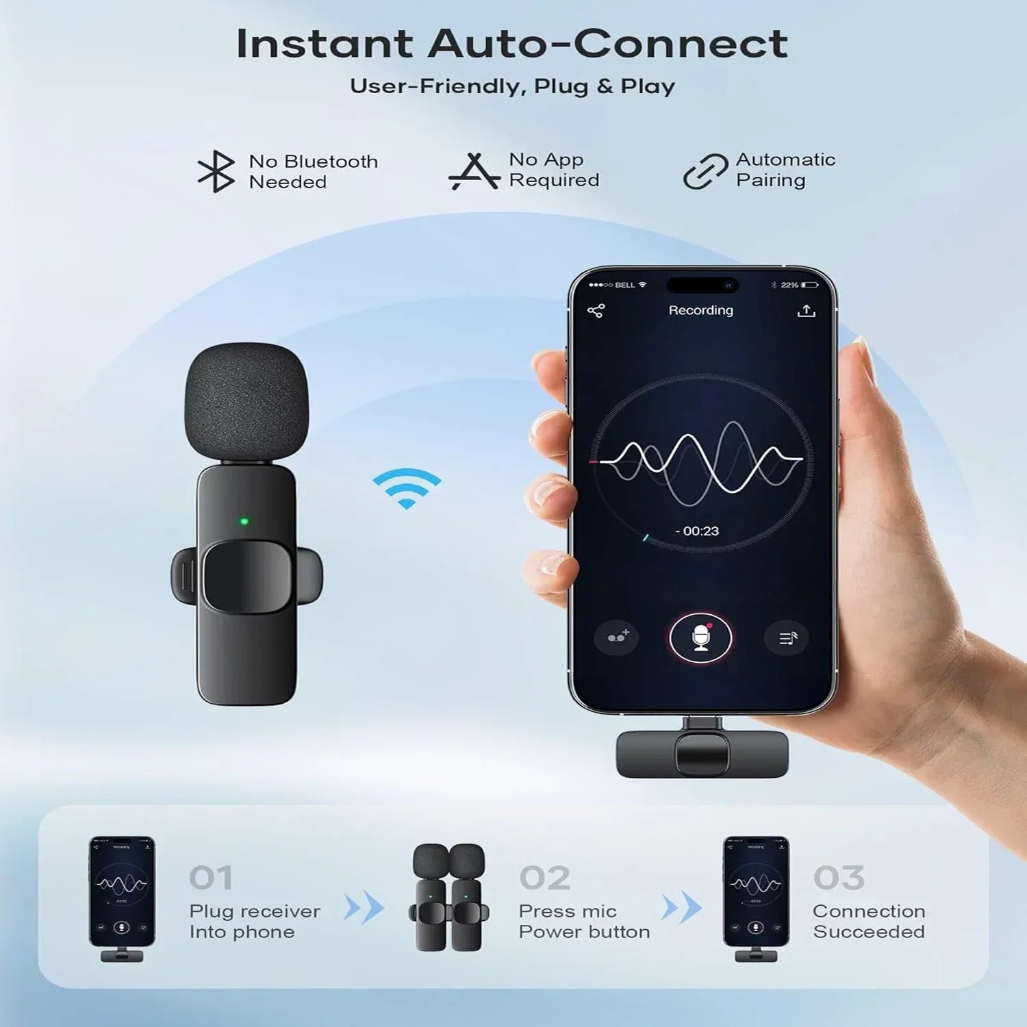 NEW Wireless Lavalier Microphone for Live Streaming/YouTube/TikTok/Facebook Live Noise Reduction Mic For iPhone/Android
