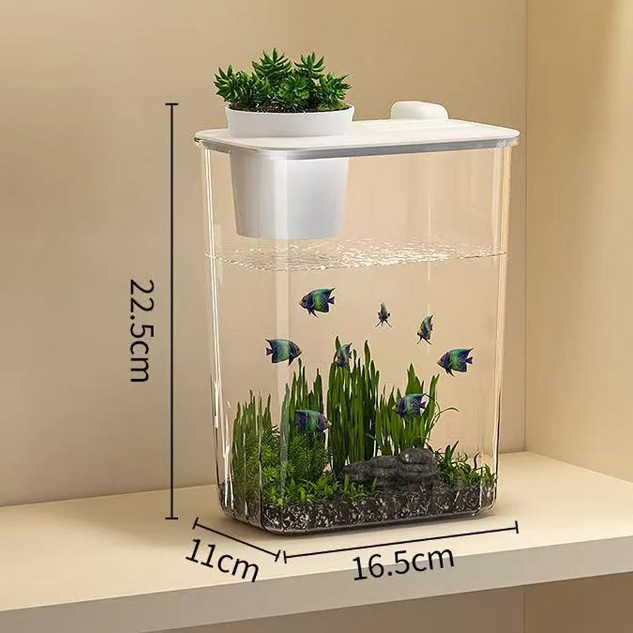 Desktop Small Ecological Fish Tank Landscaping Thickened Office Desk Bucket Fish Tank Integrated Machine Hydroponic Breeding Box
