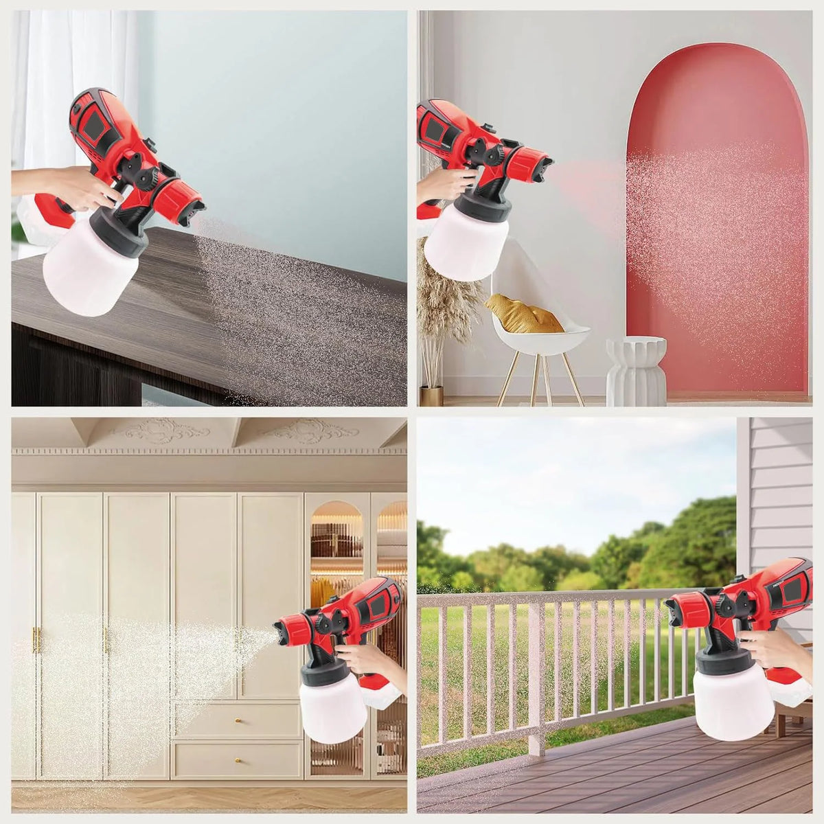HVLP Paint Sprayer Compatible with Milwaukee 18V Battery 30000RPM Electric Paint Gun with 1.0/1.5/1.8/2.5mm Nozzles