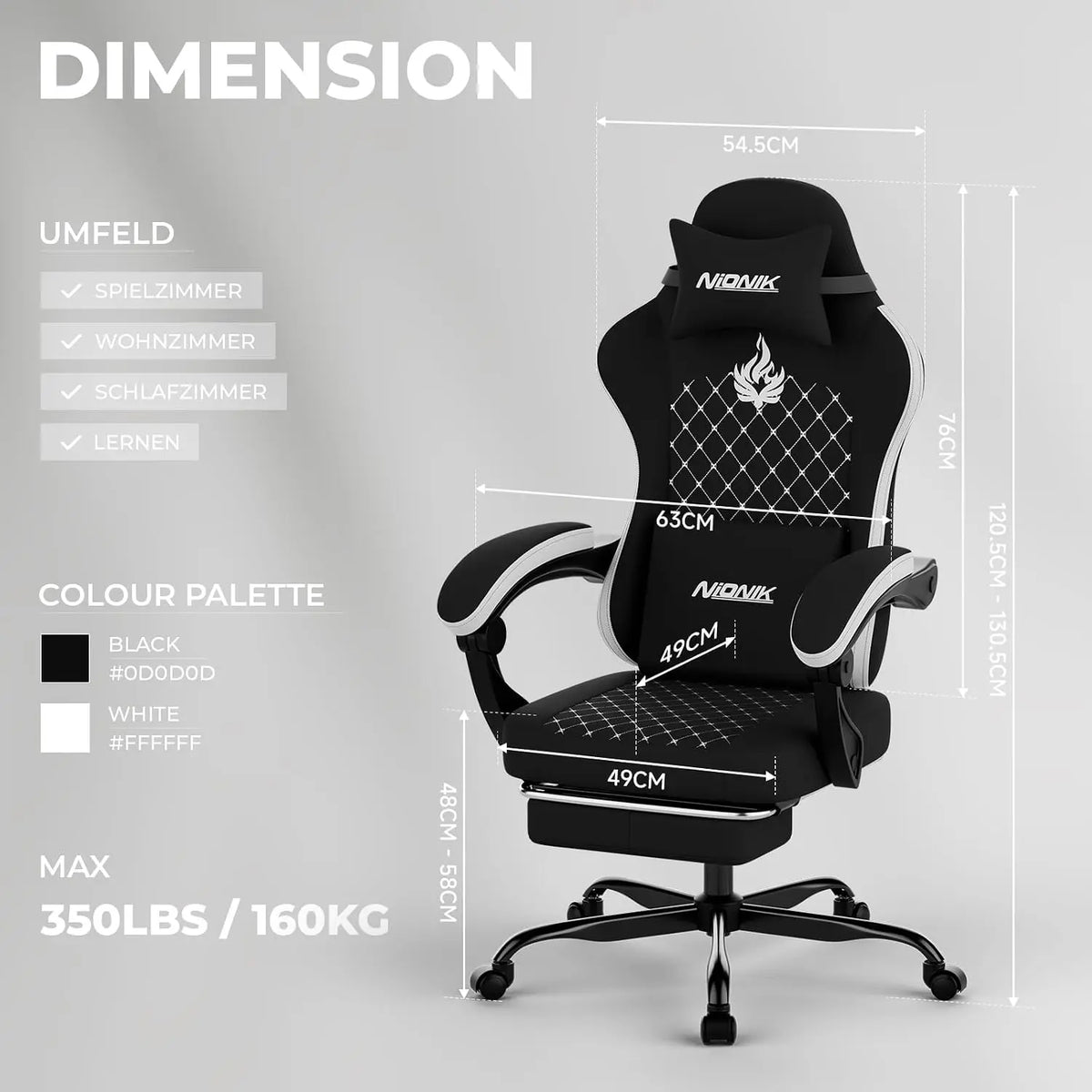 Gaming Chair with Massage,Ergonomic PC Gaming Chair Computer Chairs with Footrest Comfortable Headrest and Lumbar Support, High