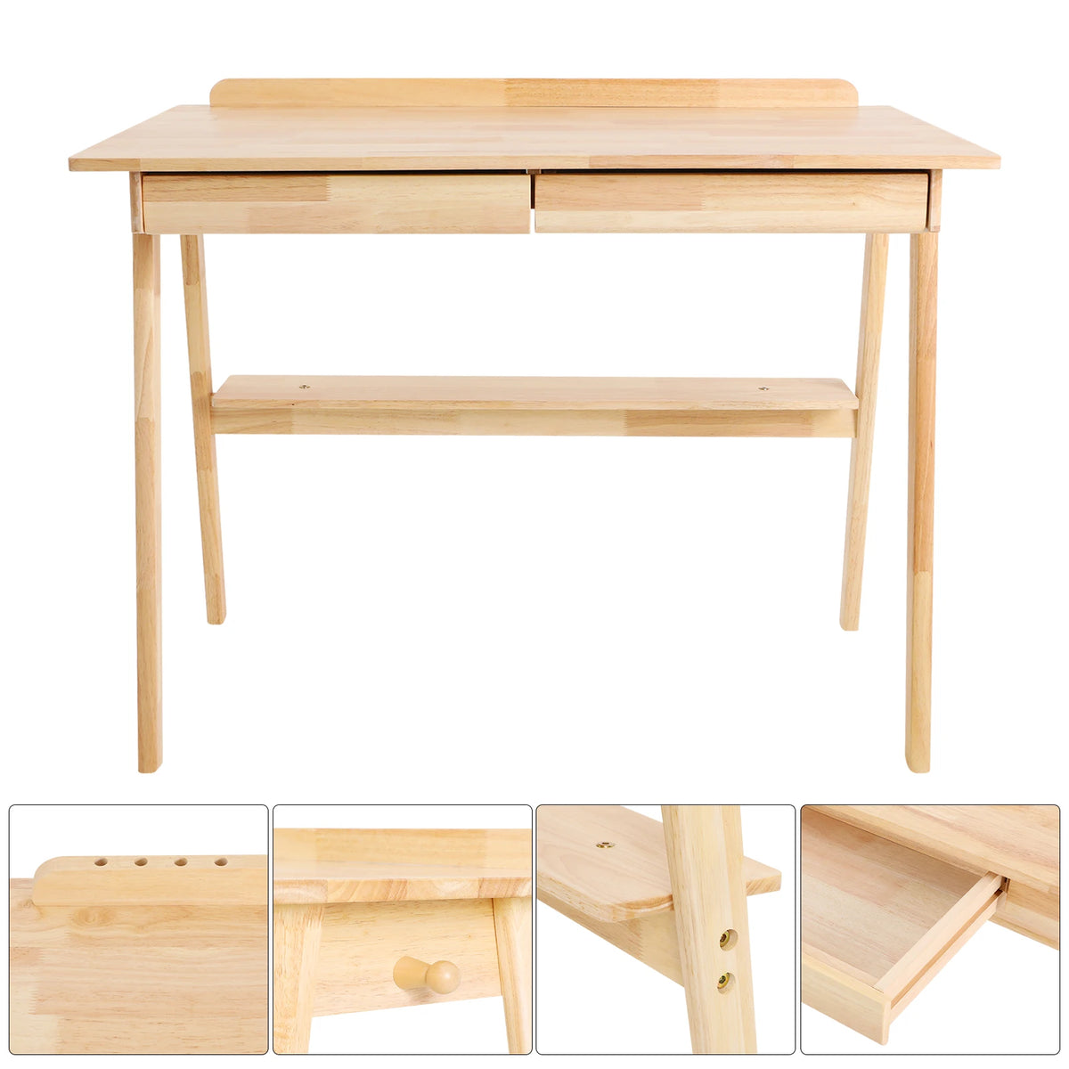 Floor Standing Desk with 2 Drawers Desk for Bedroom Writing Computer Desk