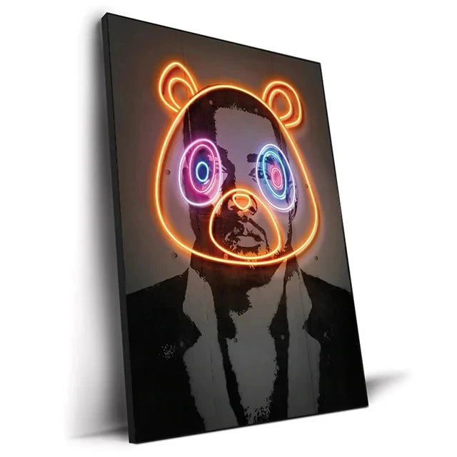 Abstract Neon Rapper Star Posters 2Pac Hip Hop Singers Wall Art Pictures Graffiti Canvas Painting Home Room Bar Decor NO LED