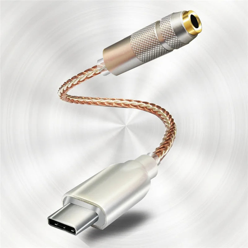 Enjoy premium sound quality with this Type-C to 3.5mm HiFi DAC earphone amplifier—USB-C audio decoder and AMP adapter for crystal-clear audio on the go!