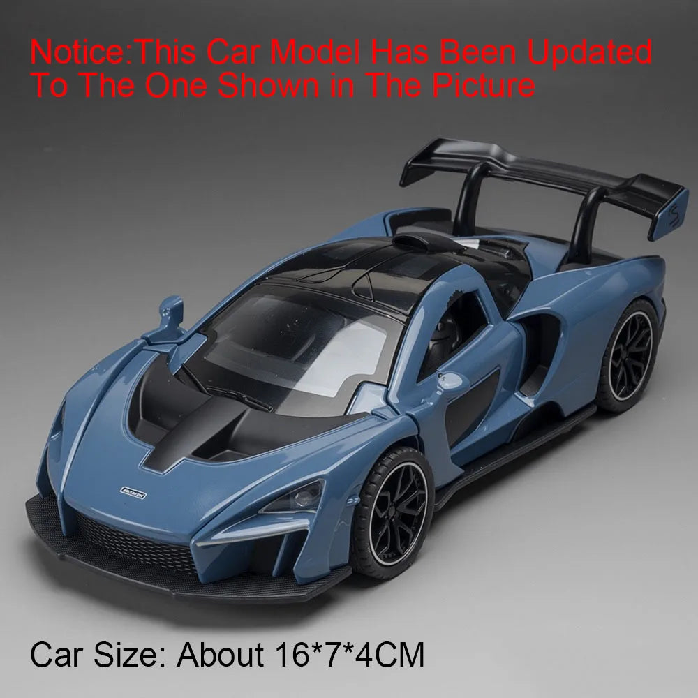 1:32 720S Senna Model Toy Sports Cars Alloy Diecast Sound Light Exquisite Interior Pull Back Supercar Models for Kids Presents