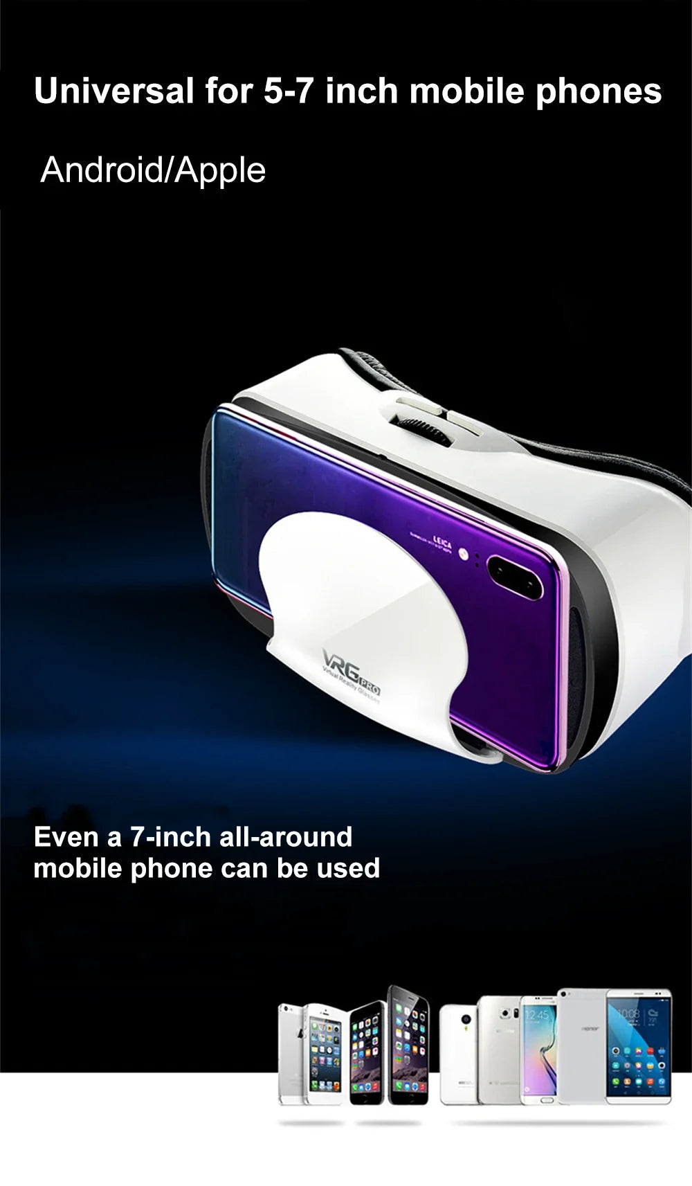 VR Virtual Reality 3D Smart Glasses Stereo Helmet Headset With Remote Controller For IOS Android Smartphones Virtual World 7"