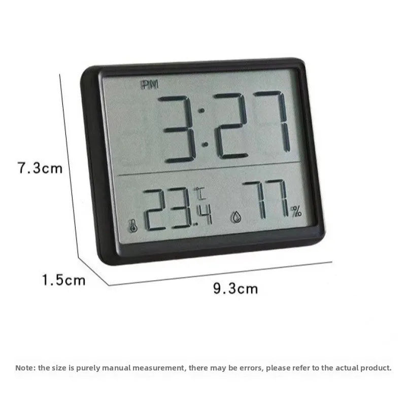 3-in-1 Smart Digital Clock - Temperature & Humidity Display + Alarm - Ultra-Thin Adhesive Mount for Wall or Tabletop Use