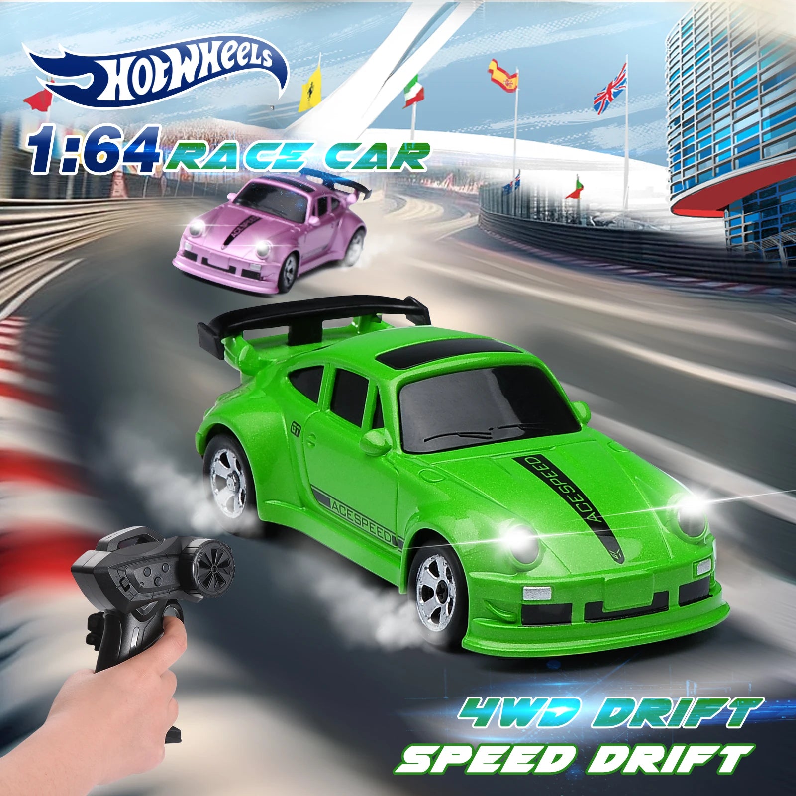 1/64 2.4G Desktop Mini High Speed Drift Car 4WD Remote Control Full Proportion Racing Car Toy GTR Race Model Boy Toy Gift