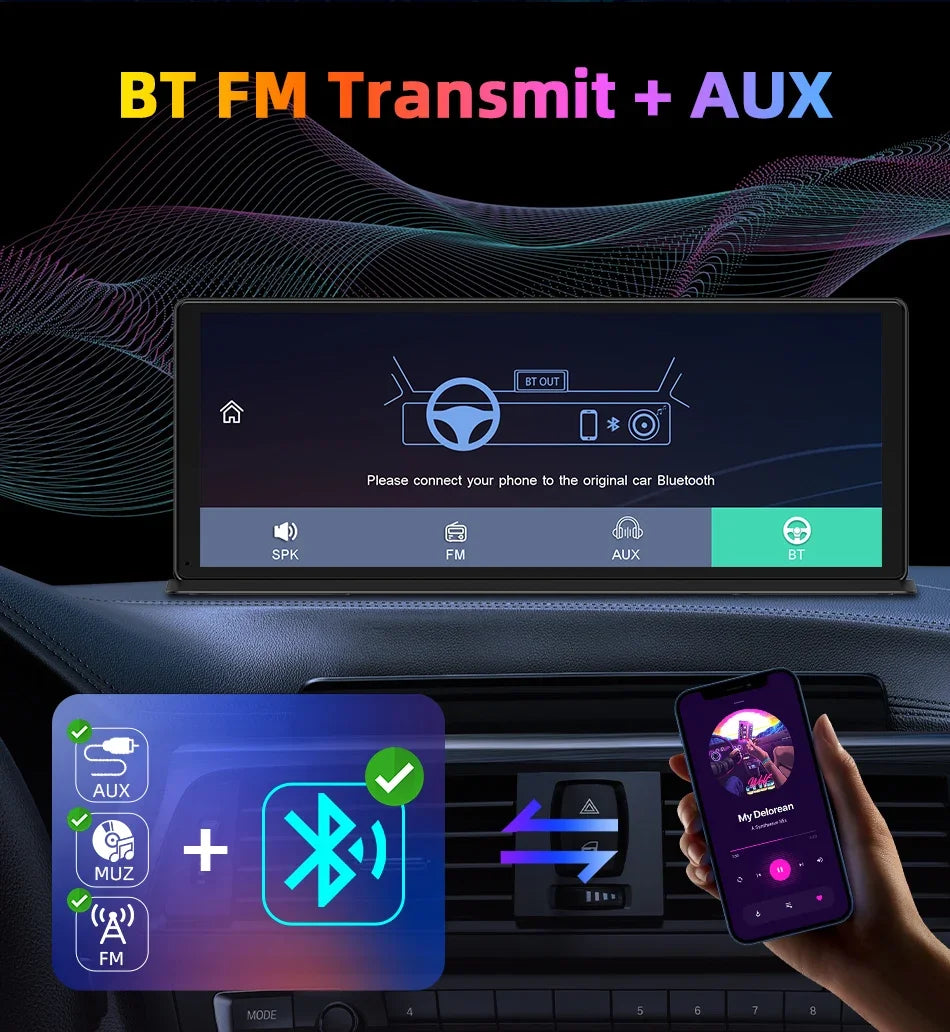 Develuck 11.3" Car Stereo Wireless Carplay Android auto Video with Rear Camera GPS Navigation Car Audio Receivers Dual Bluetooth