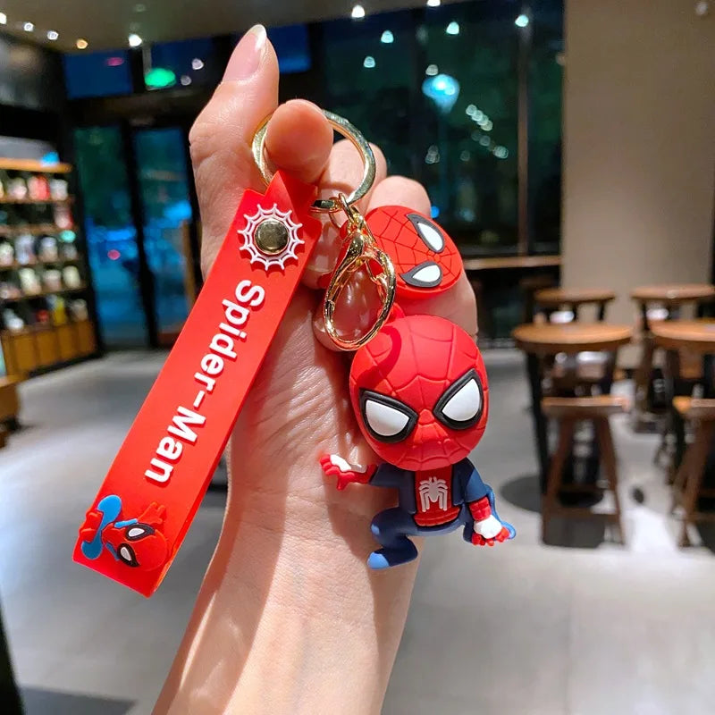Classic SpiderMan Keychain Pendant Disney Marvel Amazing Inverted Silk Stereo Doll Car Hanging Decor Keychain Birthday Gift Toys