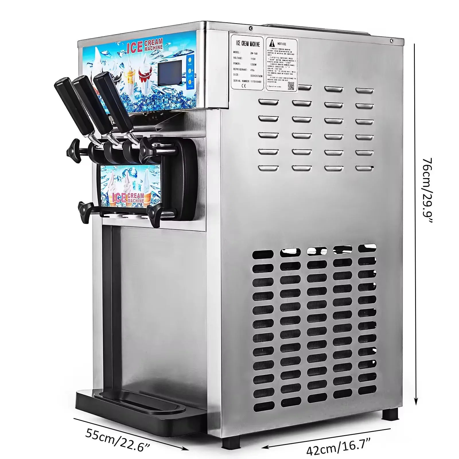 Ice Cream Machine 3-flavor Maker