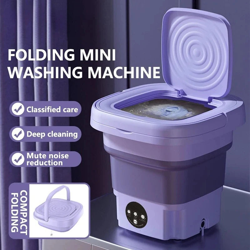 8L Portable Mini Foldable Washing Machine with Spin Dryer Compact Sock Underwear Washer for Travel Dorm Home Use Washing Machine