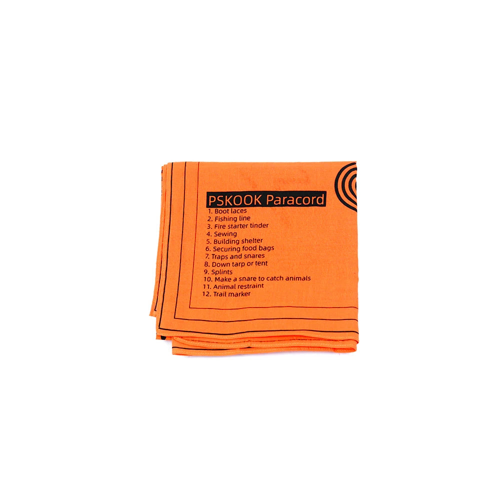 Survival Bandana with Heavy Duty Construction, Easy to Read Tips and High Vis Orange for Backpacking, Camping, Hiking, Emergency