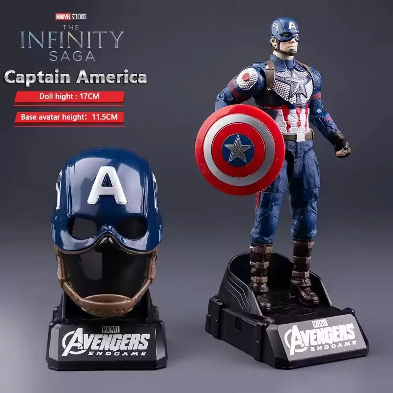 Marvel Action Figure Deformable Toy Iron Man MK3 Captain America Joints Mobility Head Shaped Statue Model Doll Toys Kids Gifts