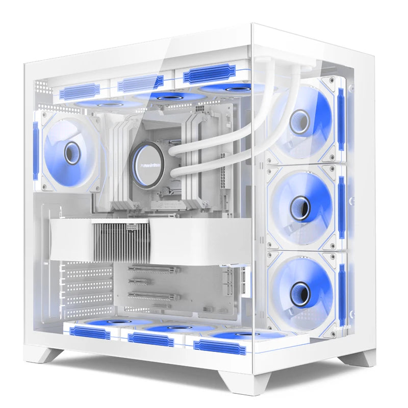 Power Train Dreamland PRO PC Gaming Case ATX MATX ITX Motherboard 360 Water-Cooled Sea View Room Double-Sided Glass Computer Cas