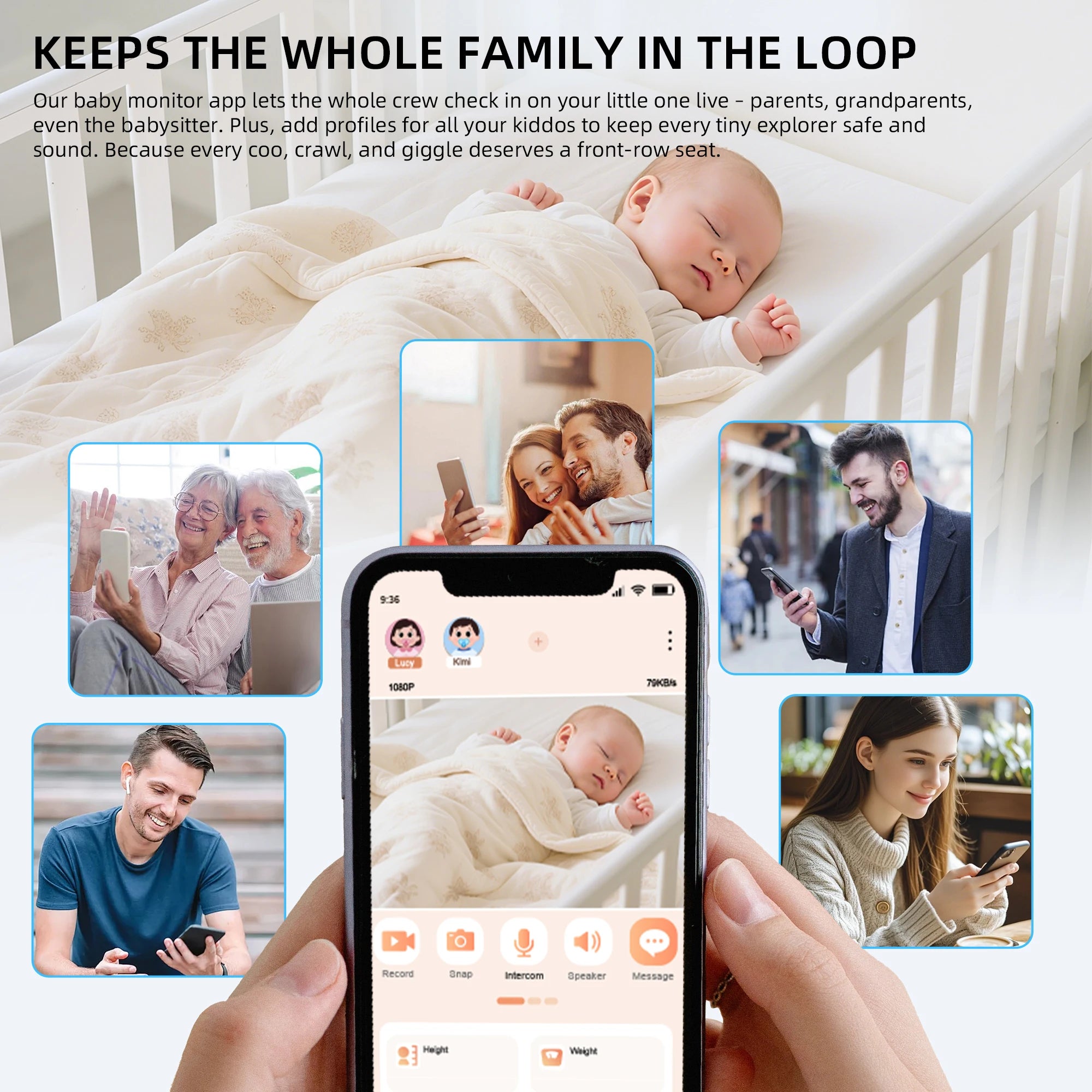 Keep an eye on your little one with this 4.3-inch video baby monitor featuring PTZ IP camera, night light, auto-tracking, and APP remote view control for convenient surveillance!