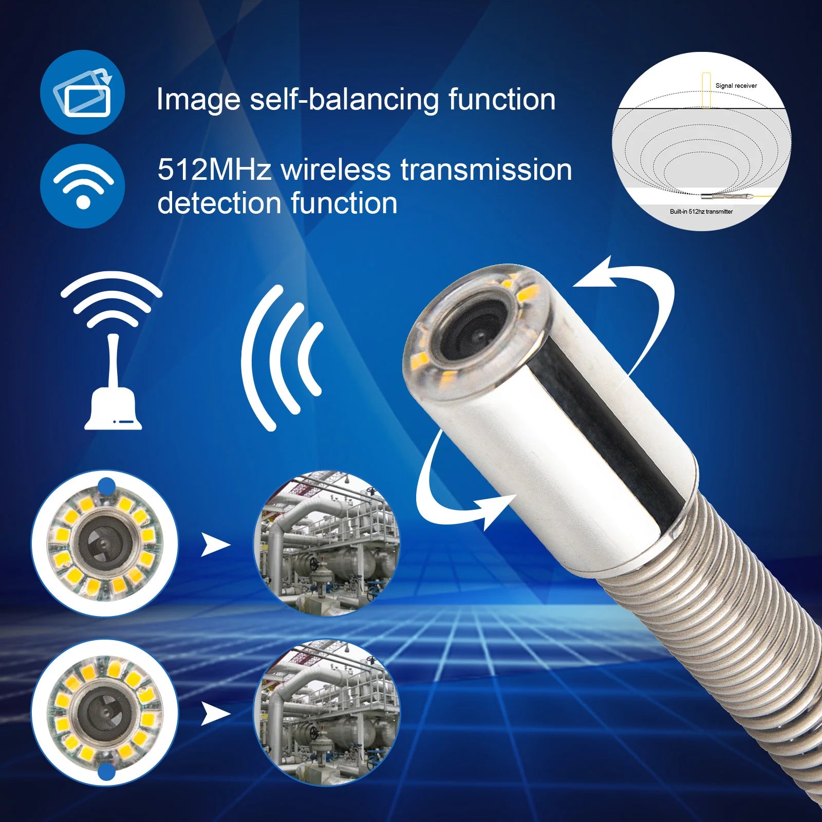 512Hz Transmitter Image Self-leveling Camera Head for Pipe Drain Inspection Camera,Industrial Endoscope,Sewer Camera,Borescope