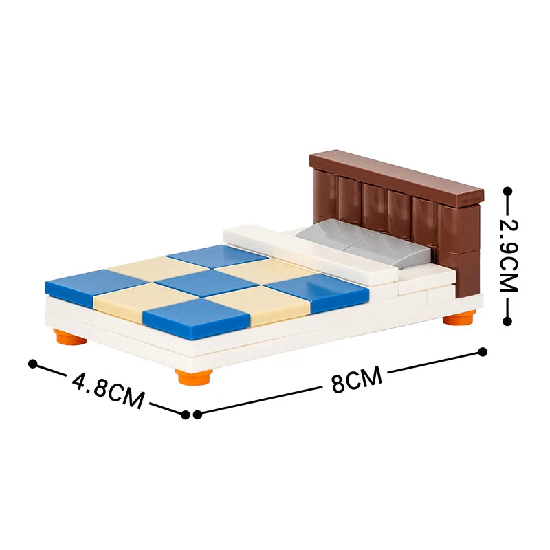 MOOXI City Furniture Bed Computer Desks Billiard Table Mahjong Table DIY Diorama Adult Building Block Set Children Toy MOC Brick