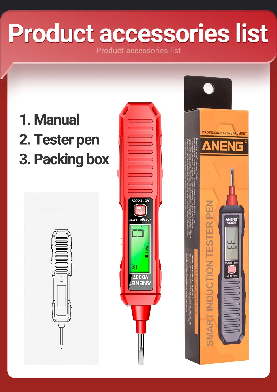 Safely detect live wires with this one-word induction portable smart electric pen tester—featuring NCV sensor and compatible with 50/60Hz for accurate, non-contact voltage testing!
