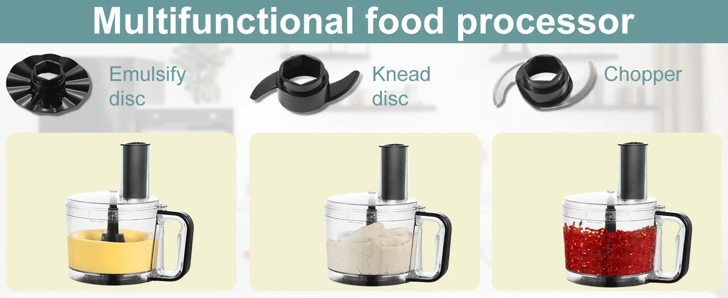 TopStrong 6-in-1 for Chopping, Slicing, Shredding and Kneading Dough, 3 Speeds with Pulse, 2L Mixing Bowl 800W Food Processor