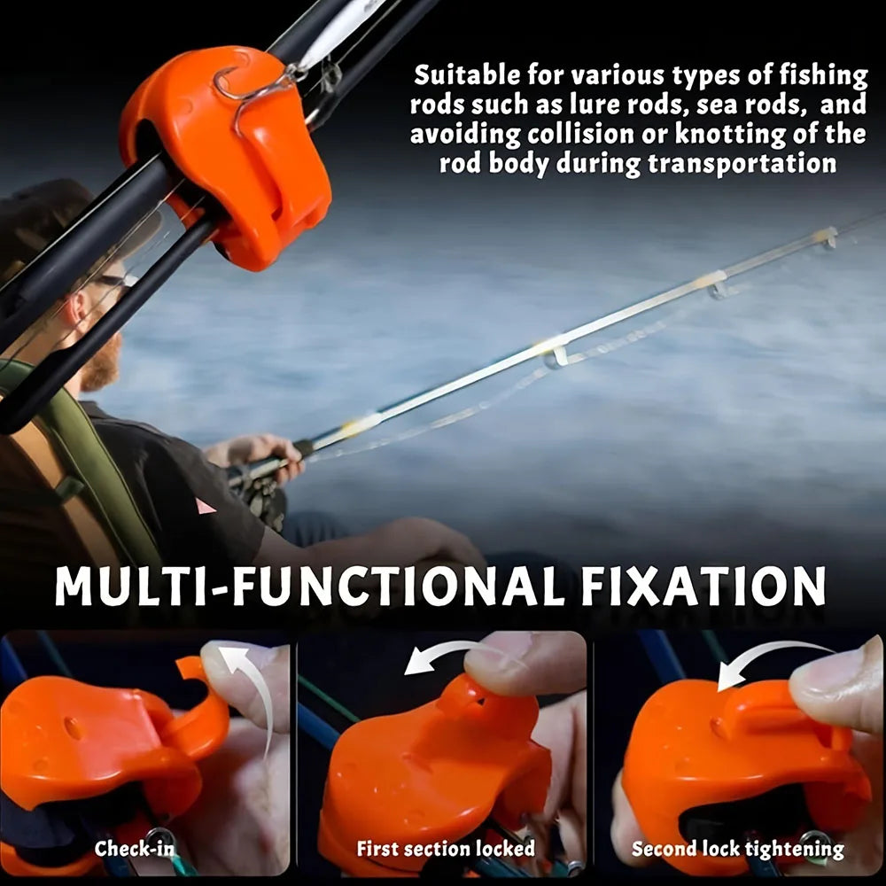 Portable Quick-Attach Fishing Rod Clip - Tool-Free 1-Hand Holder For 2-Piece Freshwater Rods, Secure Grip Tackle Organizer