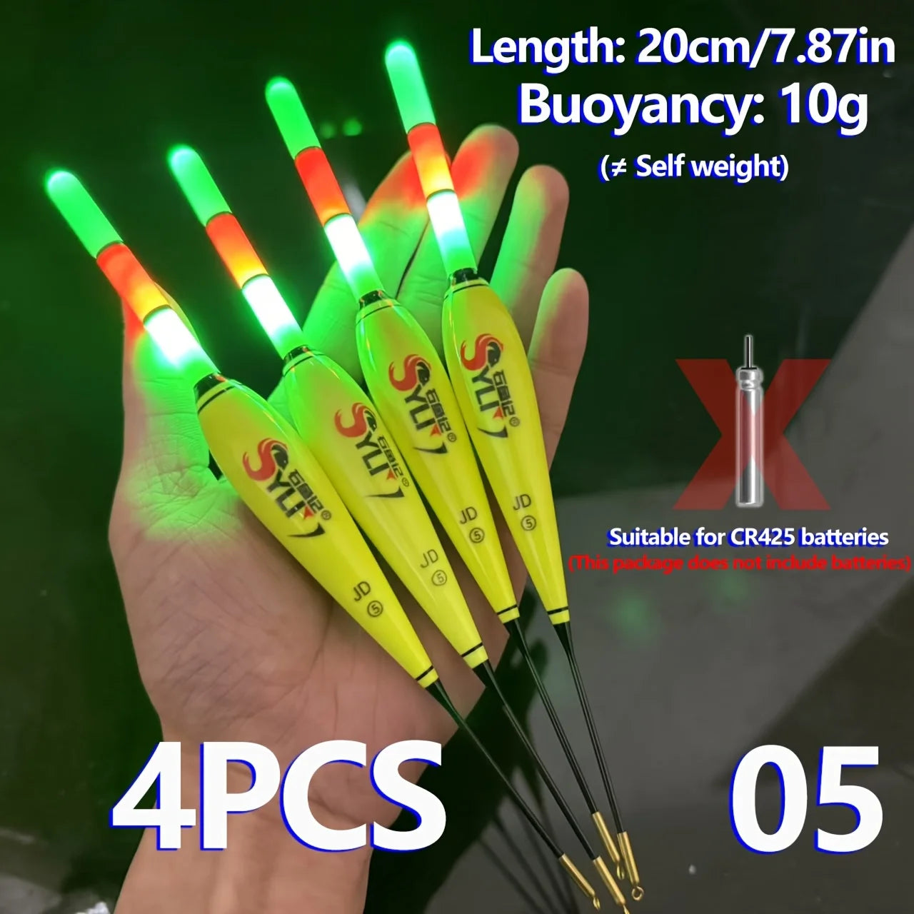 4PCS Fishing Night Float Electronic Luminous Bold Visibility European Carp Fishing Set Luminous Float (Excluding Battery)