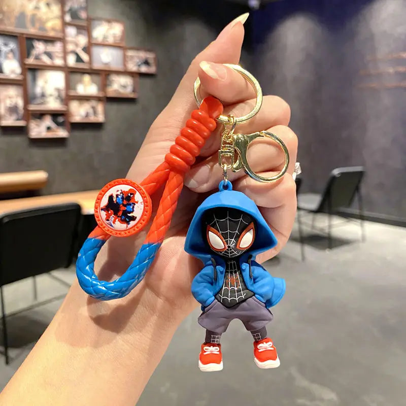 Classic SpiderMan Keychain Pendant Disney Marvel Amazing Inverted Silk Stereo Doll Car Hanging Decor Keychain Birthday Gift Toys