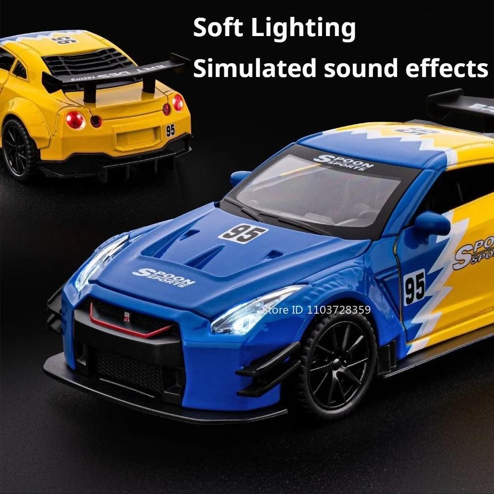 1:32 GTR Panamera Model Sports Car Toys Alloy Diecast Sound Light Doors Opened Exquisite Body Pull Back Collection Supercars
