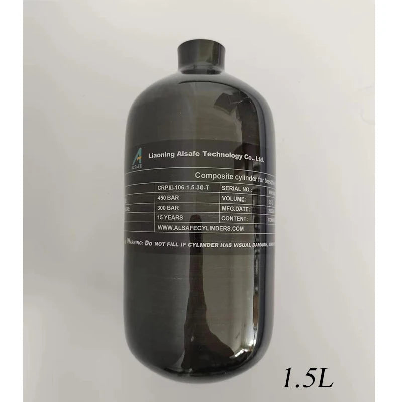 ALSAFE 1.5L 4500psi Composite Air Tank Ultra Light Carbon Fiber Diving tank M18*1.5
