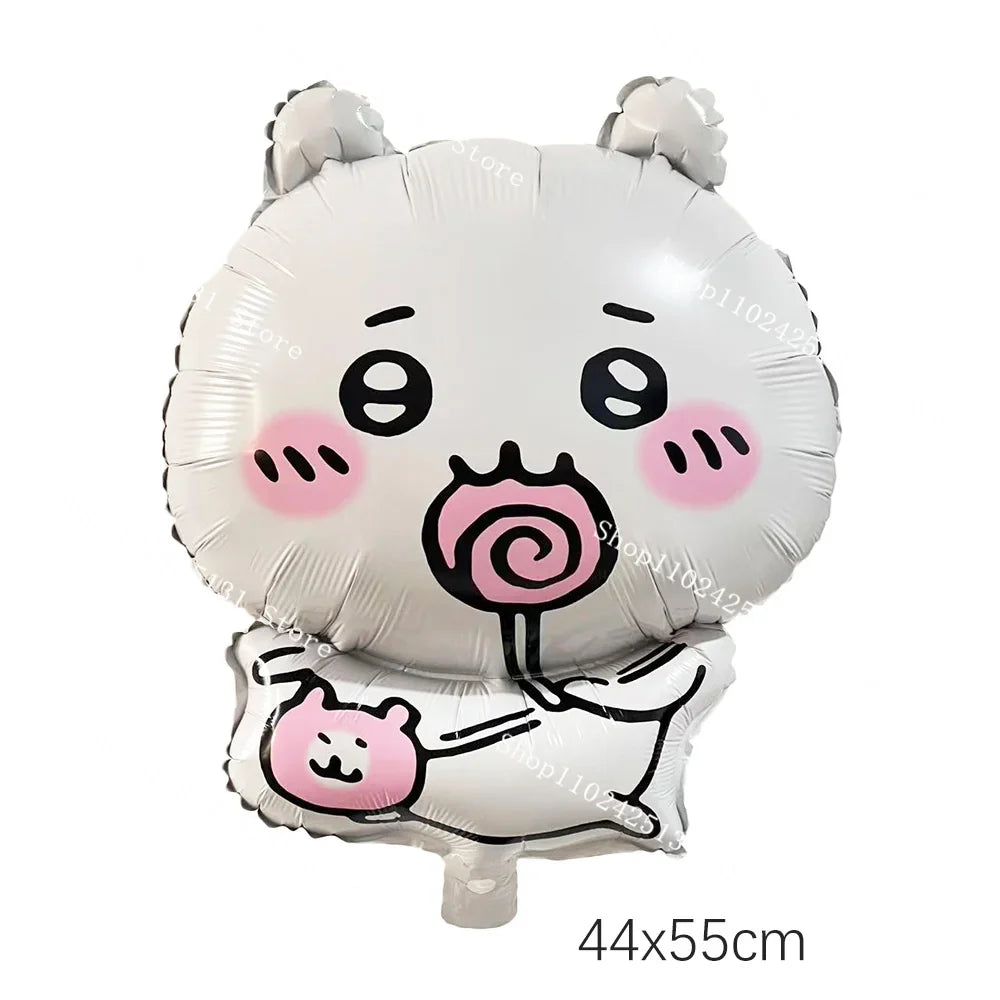 Chiikawa kawaii Happy Birthday Party Decorations Cute plate Banner Cake Topper Flag Balloons Disposable tableware Decorations