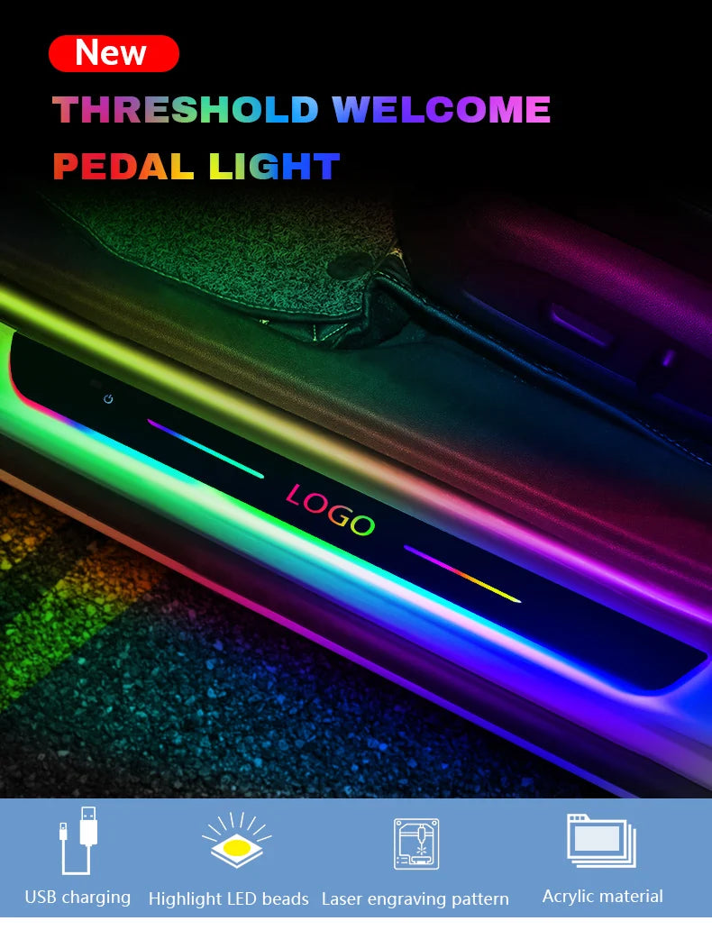 Customized For BYD Atto 3 EV yuan song han 2022 2023 Car Welcome Door illuminated Sill Light Logo Lamp LED Car Pedal Decoration