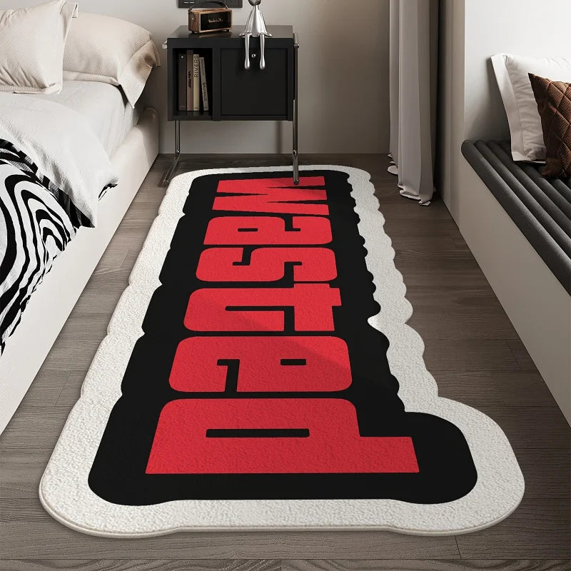 VIKAMA Cool Long Side Rug for Bedroom Gaming Room Easy-Clean Floor Mat for Male Dormitory Carpet Home Decoration