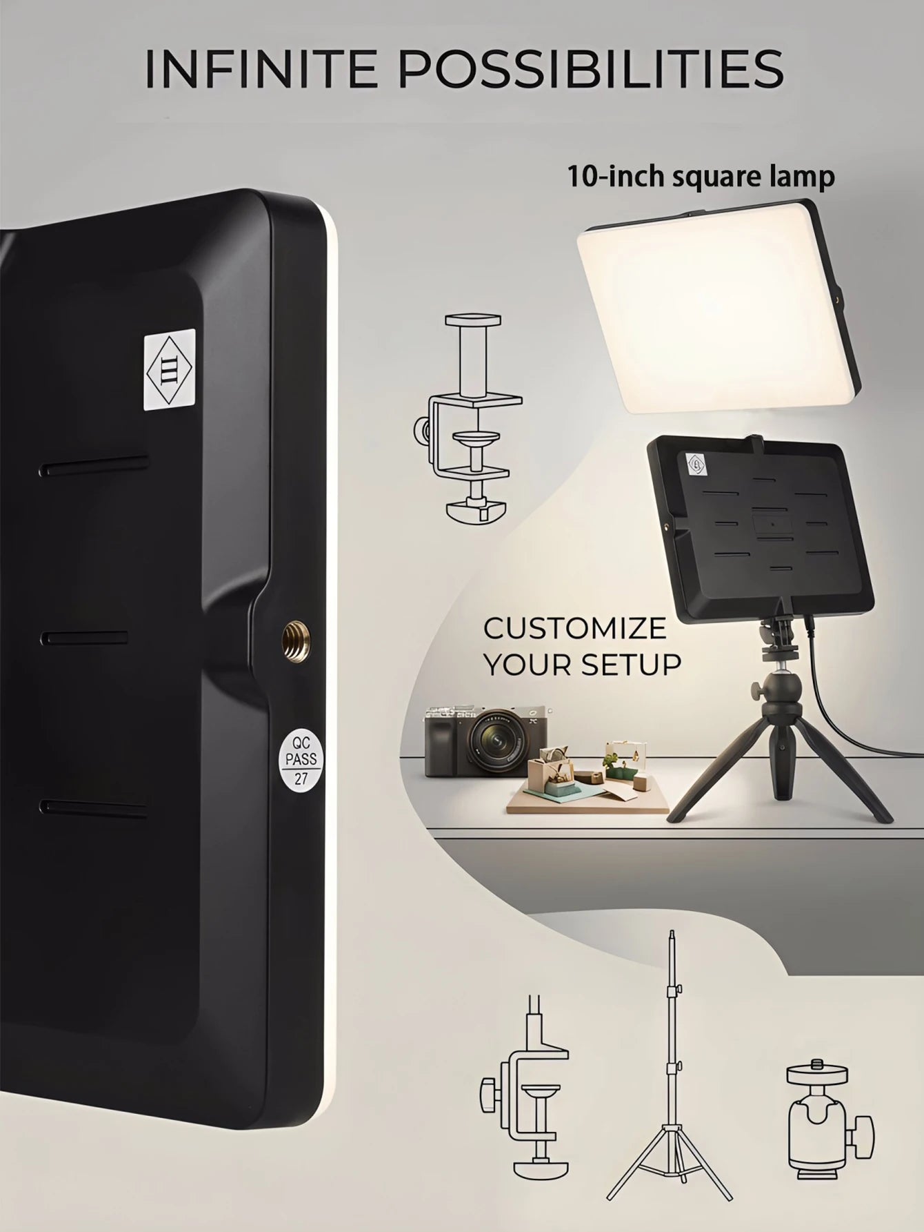 LUSB-charged LED fill light, slim design LED Panel Light, ideal for video conferencing and photography lighting