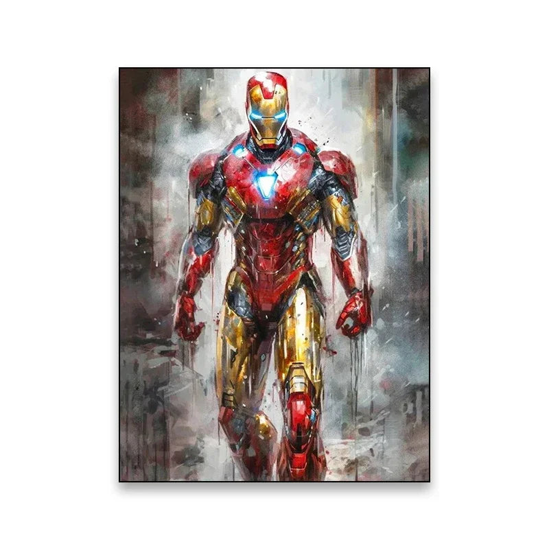 1pc Frameless Canvas Painting Marvel Movie Art Poster Spider Man Iron Man Deadpool Canvas Painting Classic Anime Character Mural