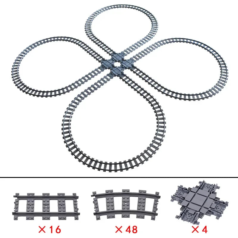 DIY Train Track Combination MOC Railroad Bridge Building Blocks Cross Track Bricks Toys Rail Car Scene Compatible With LEGO