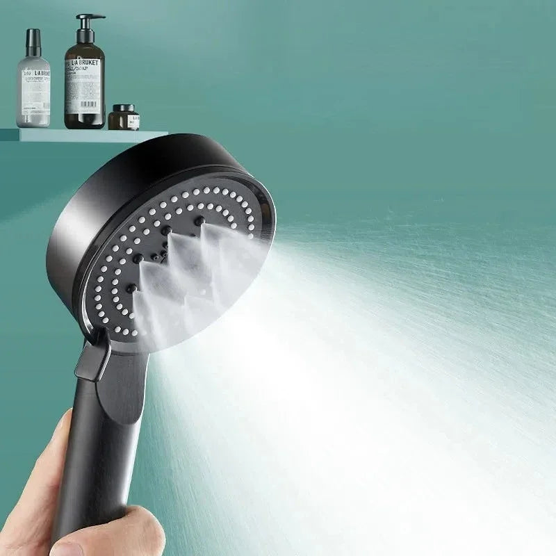 Black 5 Modes Shower Head Adjustable High Pressure