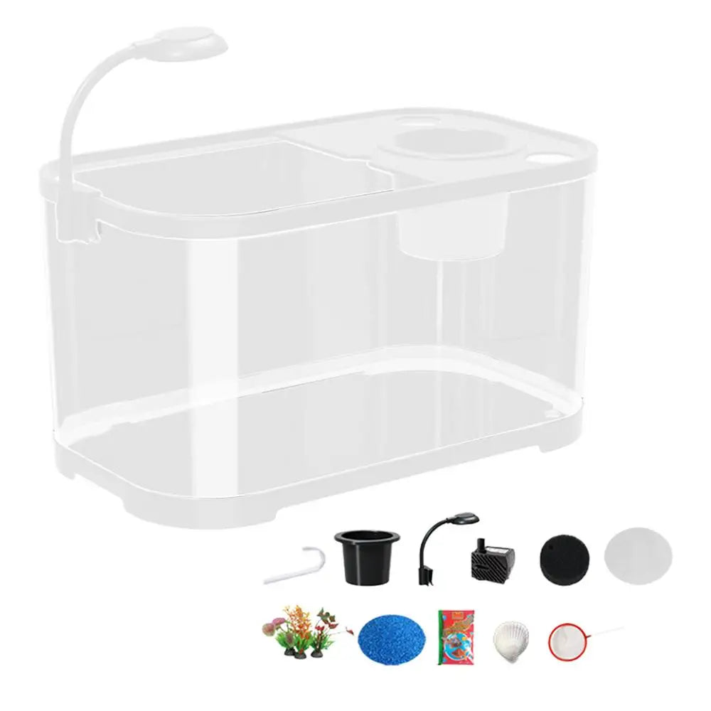 Aquarium Kit Betta Fish Tank For Beginners Desktop Beginner Aquarium Small Household Fish Bowl For Aquatic Animals Betta Turtle