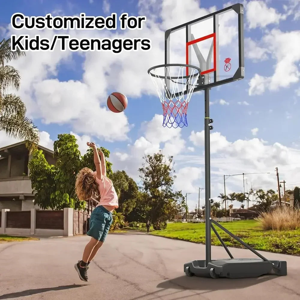 Adjustable Height Portable Basketball Hoop for Kids, Teens, and Youth - Suitable for Outdoor, Backyard, Driveway, Indoor Play wi