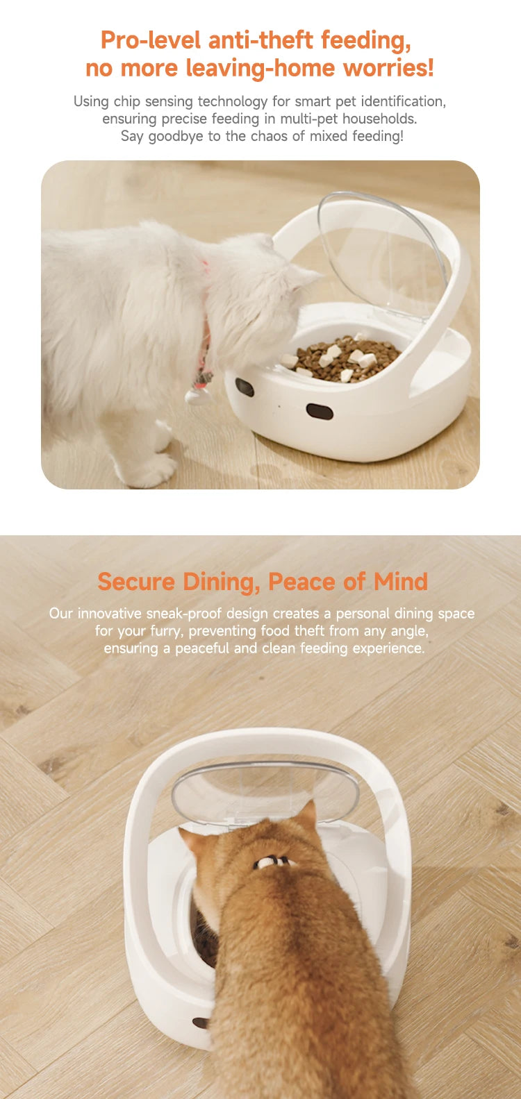 Make feeding time a breeze for multi-pet households with this global version cat and dog feeder—controlled easily with the handy app!