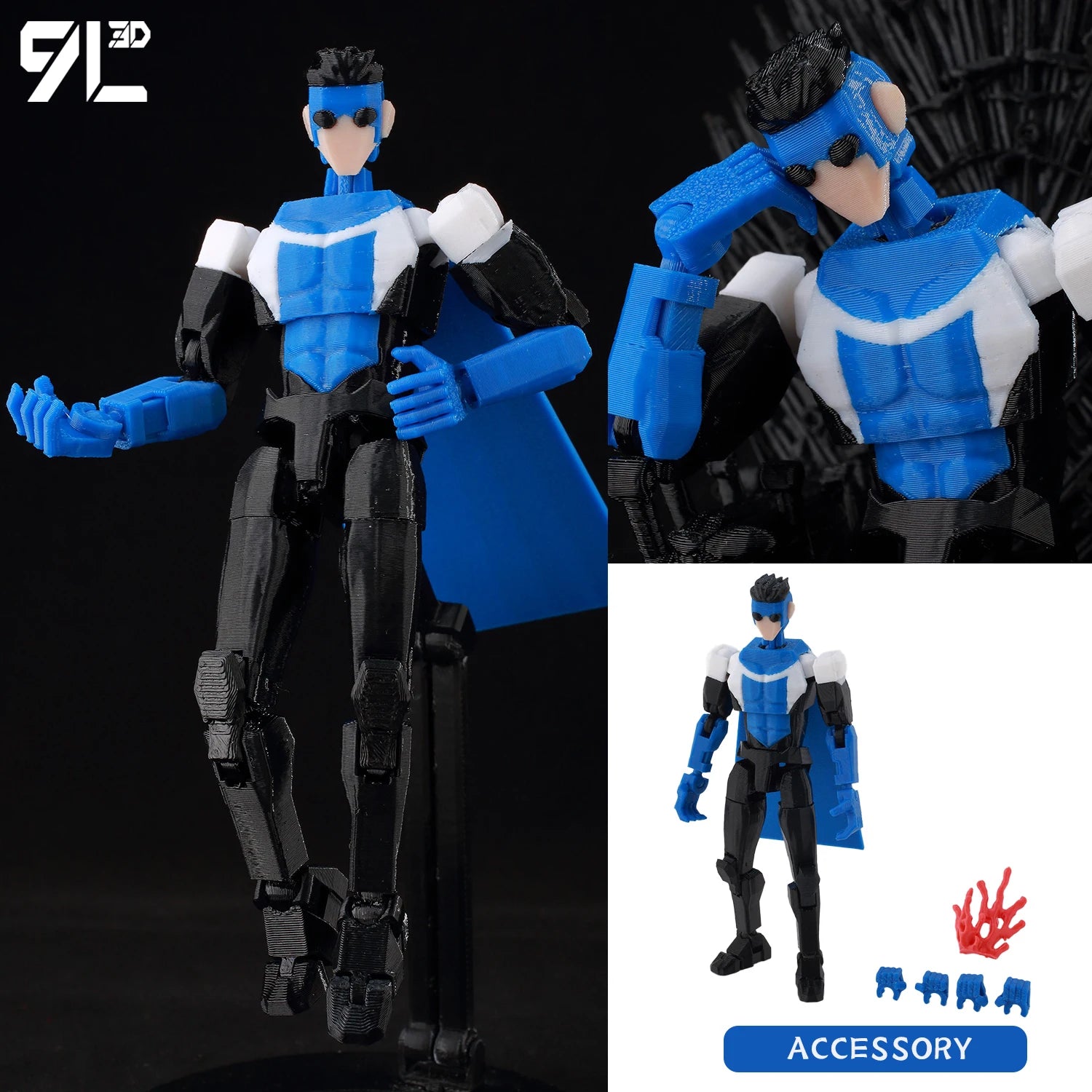 9L3D Printed Deadpool Wolverine Batman Spider-Man Venom Action Figures Dummy13 Lucky13 T13  Anime Model Toys Collectors Gifts