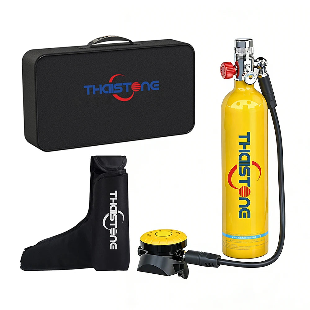 THAISTONE-1L Portable Scuba Diving Tank Underwater Oxygen Cylinder Professional Diving Equipment with Adapter, 15-25 Minutes