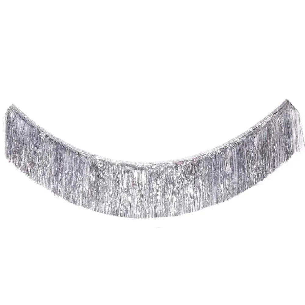 Multicolor Drizzle Garland Encryption PET Metallic Foil Fringe Thickening Background Ornament Tassel String Party Supplies